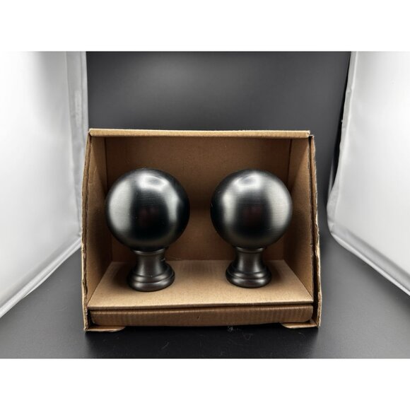 Allen + Roth - Round Finials Gunmetal Finish 1” Curtain Rod Ends #1239781 NEW - Picture 6 of 8